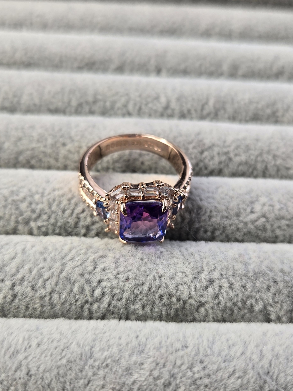 Size 7 Blue Purple Alexanderite Rose Gold Plated Bomb Party Ring - Picture 7 of 8